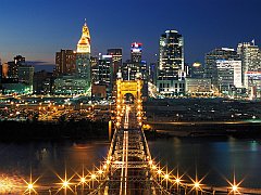 John A. Roebling Suspension Bridge and Cincinnati Skyline